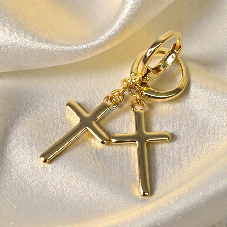 Cercei Adriana placati cu aur cu cruci minimaliste – MyBijoux [7]