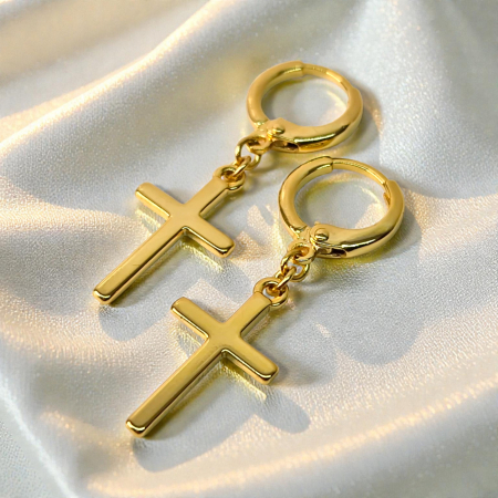 Cercei Adriana placati cu aur cu cruci minimaliste – MyBijoux [5]