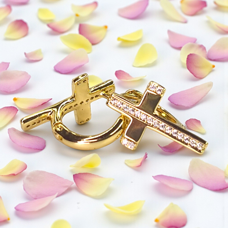 Cercei placați cu aur Adriena în formă de cruce cu cristale [4]