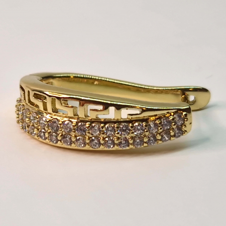 Cercei lungi placati cu aur de 14k jumatate filigram jumatate cristale albe zircomiu [5]