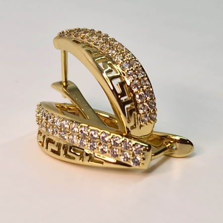 Cercei lungi placati cu aur de 14k jumatate filigram jumatate cristale albe zircomiu [1]