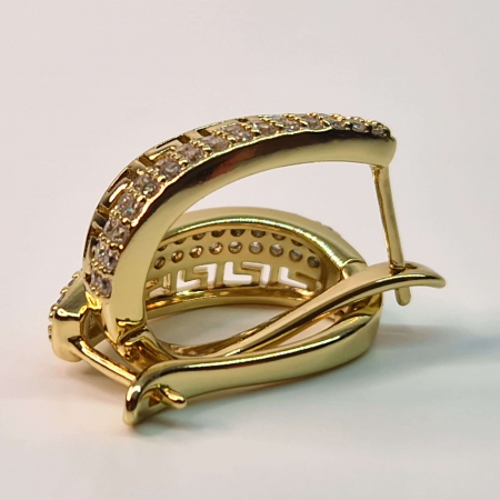 Cercei lungi placati cu aur de 14k jumatate filigram jumatate cristale albe zircomiu [2]