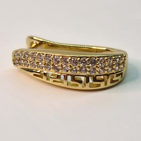 Cercei lungi placati cu aur de 14k jumatate filigram jumatate cristale albe zircomiu [6]