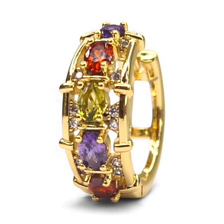 Cercei Aisha placați cu aur cu zirconii multicolore fațetate [7]