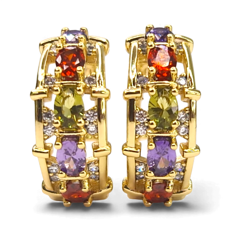 Cercei Aisha placați cu aur cu zirconii multicolore fațetate [2]