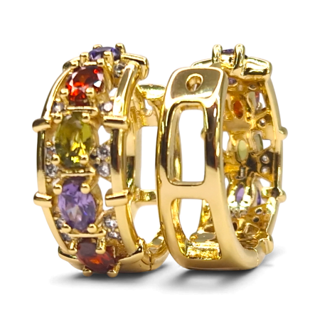 Cercei Aisha placați cu aur cu zirconii multicolore fațetate [4]