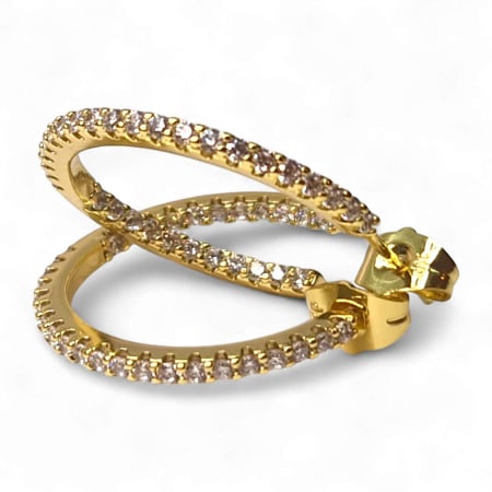 Cadouri femei - Cercei Alana placați cu aur cu formă ovală decorată cu zirconii