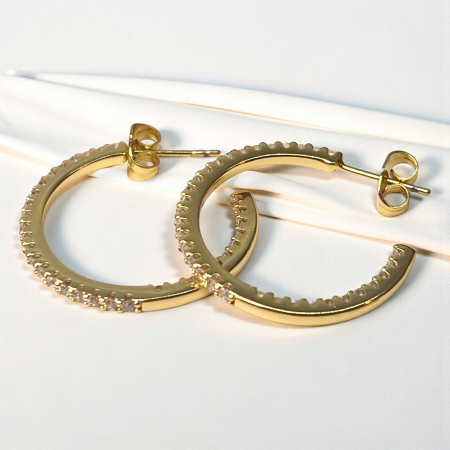 Cercei Alana placați cu aur cu formă ovală decorată cu zirconii [1]