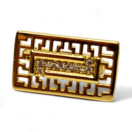 Cercei Alessia placați cu aur cu design geometric și zirconii centrale [4]