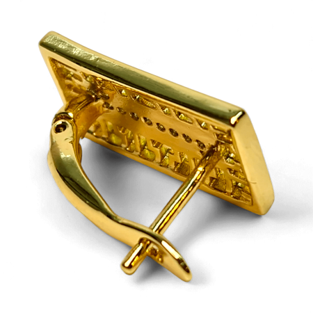 Cercei Alessia placați cu aur cu design geometric și zirconii centrale [7]