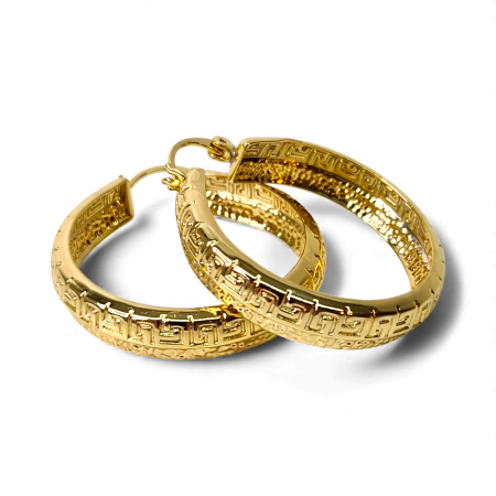 Cercei cu tortita - Cercei rotunzi placati cu aur de 18k