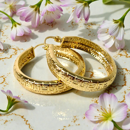 Cercei rotunzi placati cu aur de 18k [5]