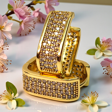 Cercei de ocazie placati cu aur de 14k si incrustati cu cristale albe zirconiu [3]