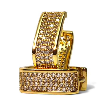 Cercei de ocazie - Cercei de ocazie placati cu aur de 14k si incrustati cu cristale albe zirconiu