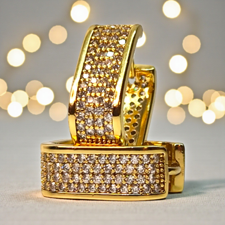 Cercei de ocazie placati cu aur de 14k si incrustati cu cristale albe zirconiu [1]