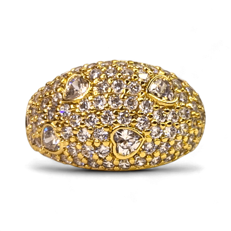 Cercei Amalia placați cu aur decorați cu zirconii și inimioare [8]