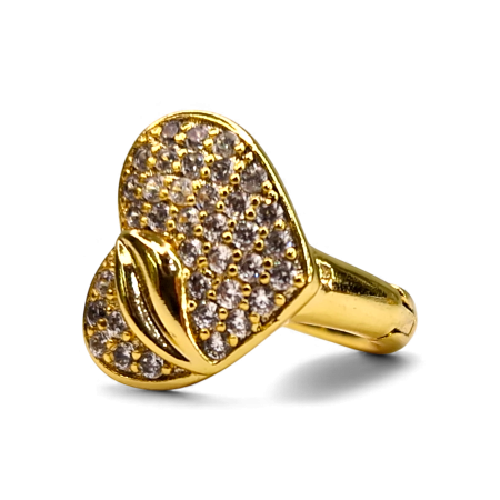 Cercei cu tortita in forma de inima placati cu aur de 14k si incrustati cu cristale albe zirconiu [6]