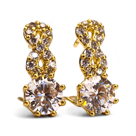 Cercei Anastasia placați cu aur cu zirconii pe linii curbe elegante [4]