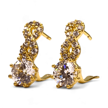 Cercei Anastasia placați cu aur cu zirconii pe linii curbe elegante [6]