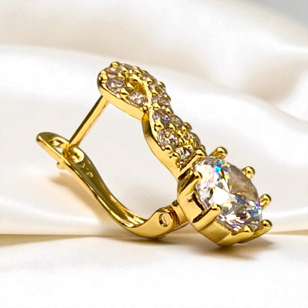 Cercei Anastasia placați cu aur cu zirconii pe linii curbe elegante [3]