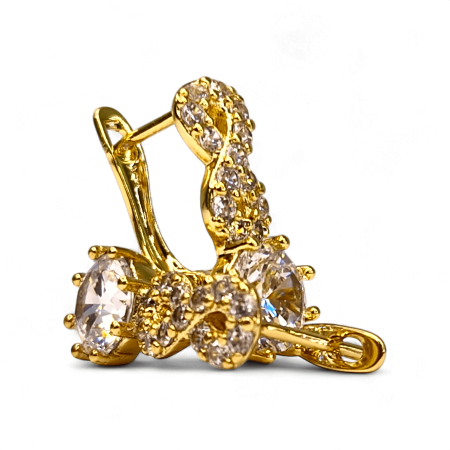 Cercei - Cercei Anastasia placați cu aur cu zirconii pe linii curbe elegante