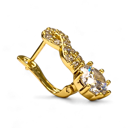 Cercei Anastasia placați cu aur cu zirconii pe linii curbe elegante [2]