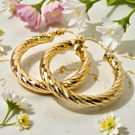 Cercei rotunzi placati cu aur de 18k [1]