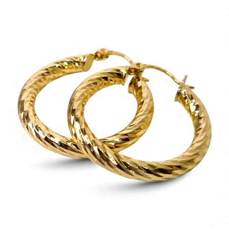 Cercei cu tortita - Cercei rotunzi placati cu aur de 18k