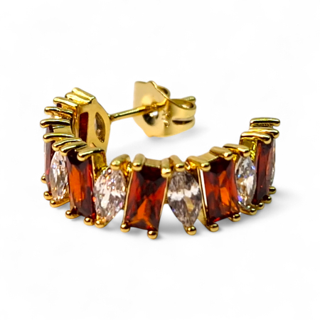 Cercei Andreea placați cu aur cu zirconii roșii și albe [2]