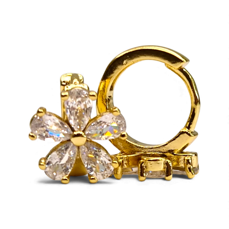 Cercei Antonia placați cu aur cu flori din zirconii clare [2]