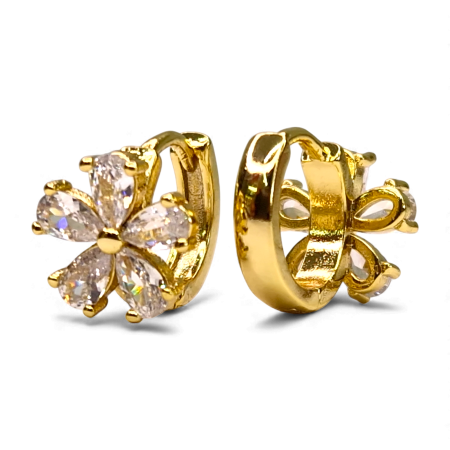 Cercei Antonia placați cu aur cu flori din zirconii clare [7]