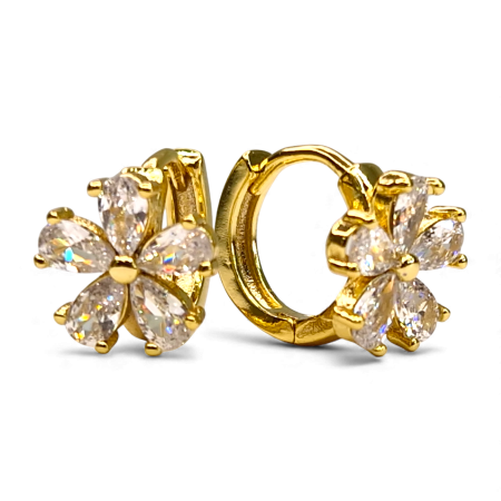 Cercei Antonia placați cu aur cu flori din zirconii clare [8]