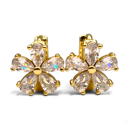 Cercei Antonia placați cu aur cu flori din zirconii clare [4]