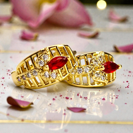 Cercei Armina Red placați cu aur cu cristal roșu și zirconii [5]