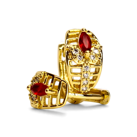 Cercei - Cercei Armina Red placați cu aur cu cristal roșu și zirconii