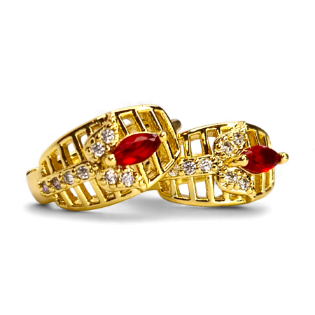 Cercei Armina Red placați cu aur cu cristal roșu și zirconii [7]
