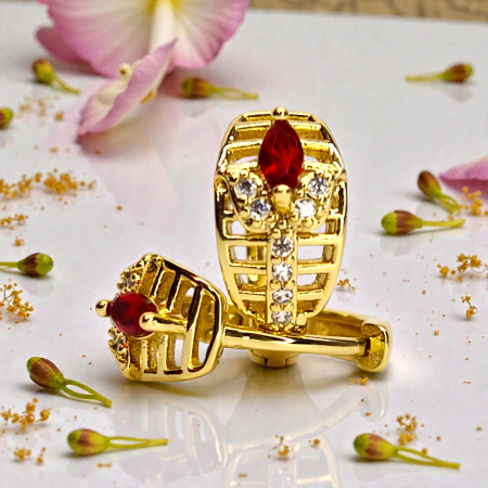 Cercei Armina Red placați cu aur cu cristal roșu și zirconii [3]