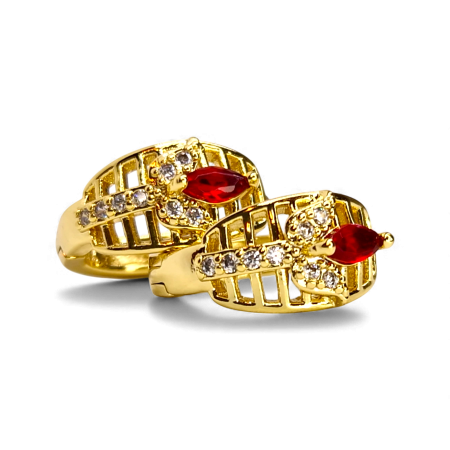 Cercei Armina Red placați cu aur cu cristal roșu și zirconii [6]