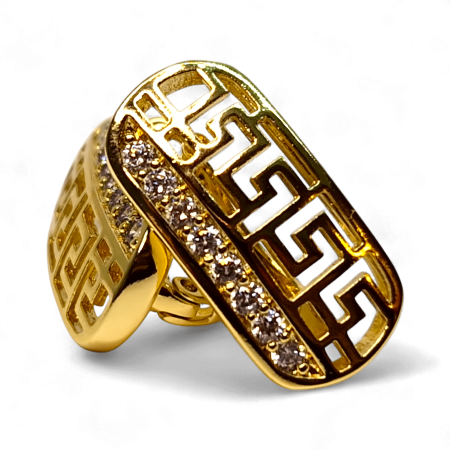 Cercei Aurora placați cu aur cu model geometric decupat și zirconii [7]