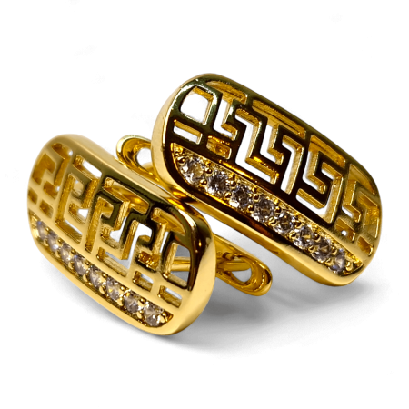 Cercei Aurora placați cu aur cu model geometric decupat și zirconii [5]