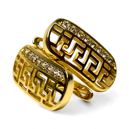 Cercei - Cercei Aurora placați cu aur cu model geometric decupat și zirconii