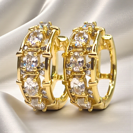 Cercei Ayanna placați cu aur cu zirconii mari strălucitoare [3]