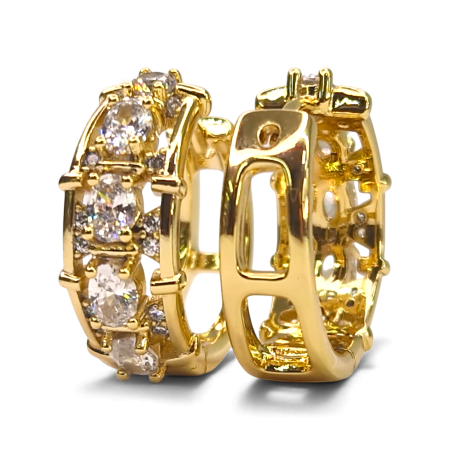 Cercei Ayanna placați cu aur cu zirconii mari strălucitoare [4]