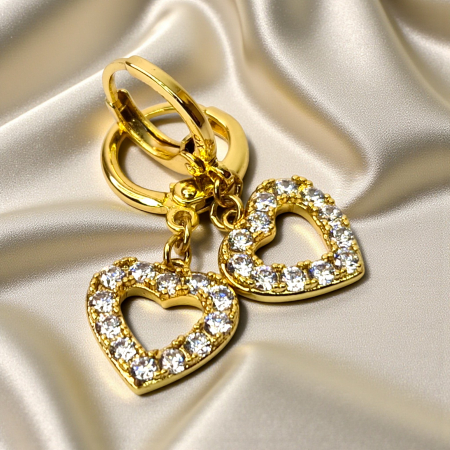 Cercei placați cu aur Carmen cu inimioare strălucitoare din cristale [5]