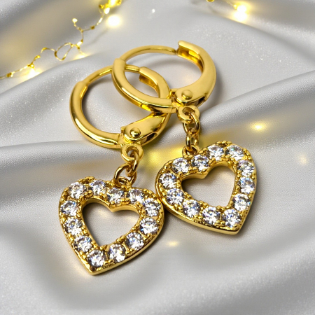 Cercei placați cu aur Carmen cu inimioare strălucitoare din cristale [1]