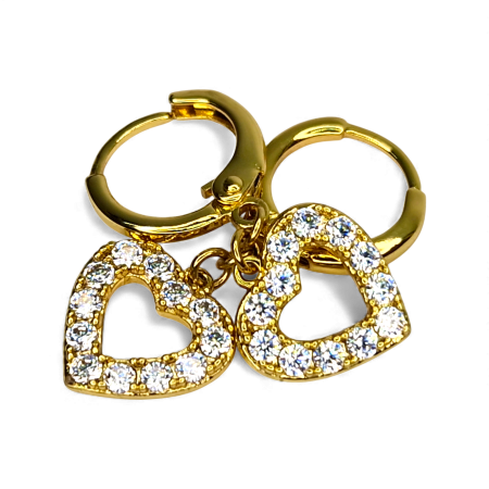 Cercei placați cu aur Carmen cu inimioare strălucitoare din cristale [6]