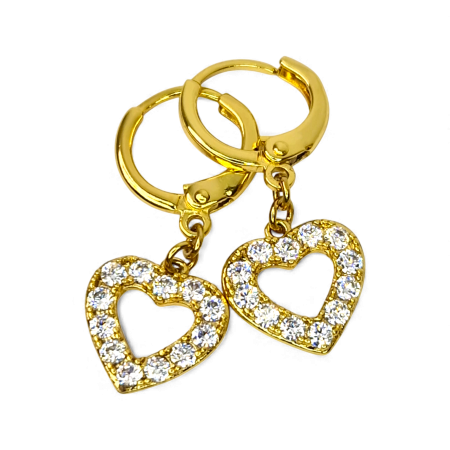 Cercei placați cu aur Carmen cu inimioare strălucitoare din cristale [2]