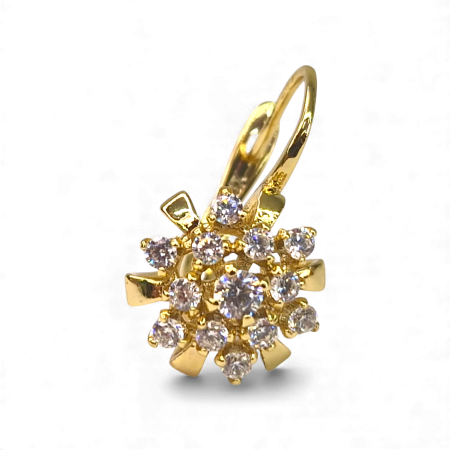 Cercei cu tortita eleganti incrustati cu cristale albe din zirconiu si placati cu aur de 14k [4]