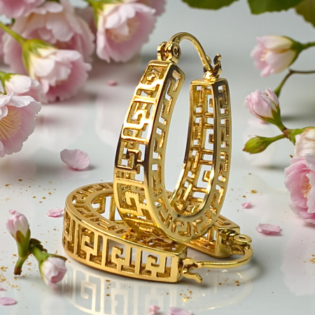 Cercei cu filigram placati cu aur galben de 14K [1]