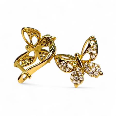 Cadouri femei - Cercei placați cu aur Corina în formă de fluture cu cristale